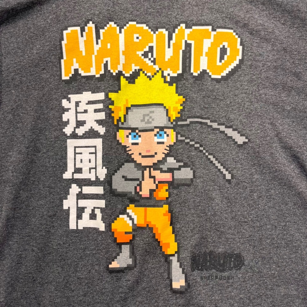 Naruto Shippuden Collection Pixel‎ Art Graphic Tee Charcoal Grey Mens XLT